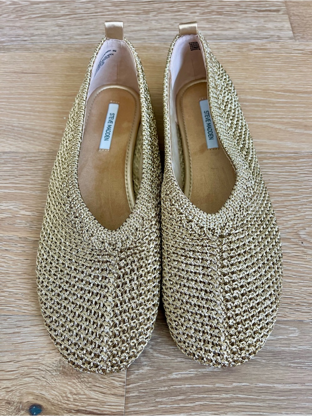 Steve Madden Metallic Gold Knit Slip-On Flats